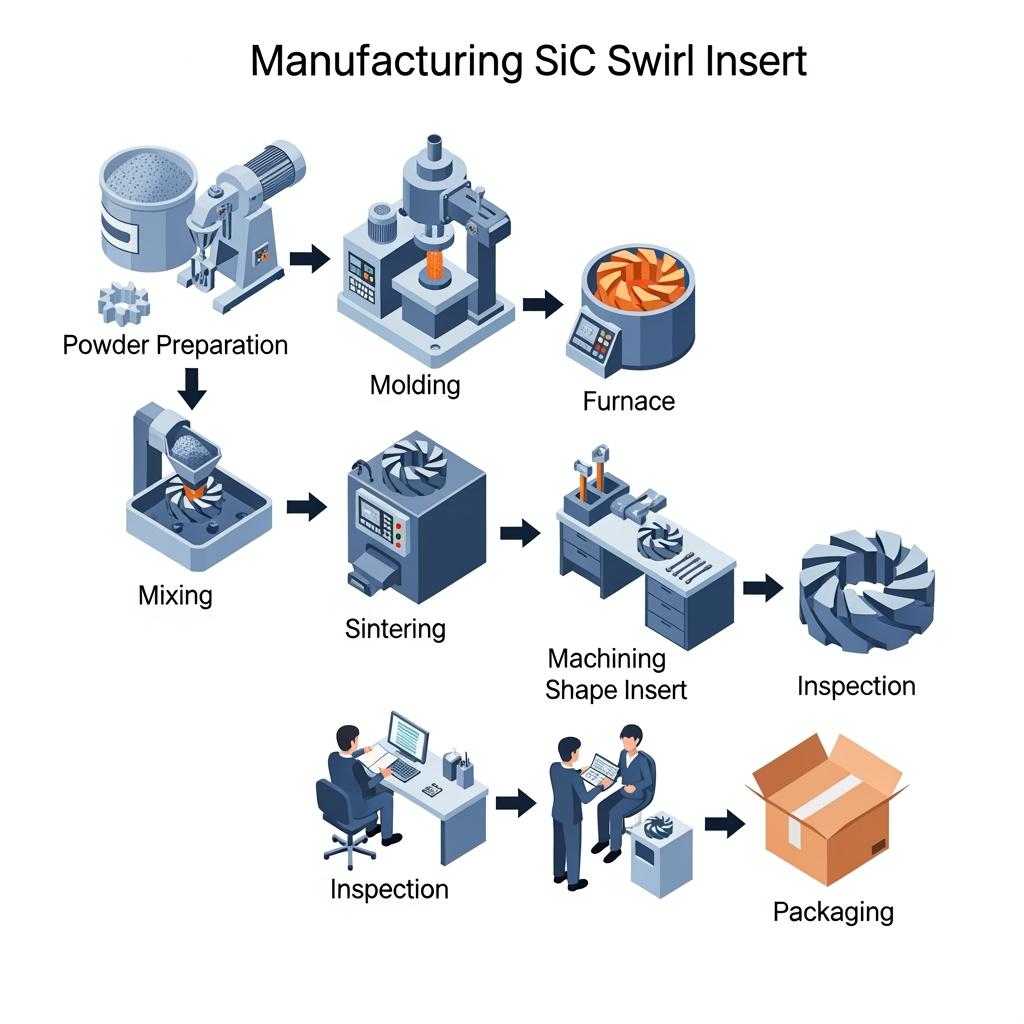SiC Swirl Core Inserts for High-Temperature Industrial Casting